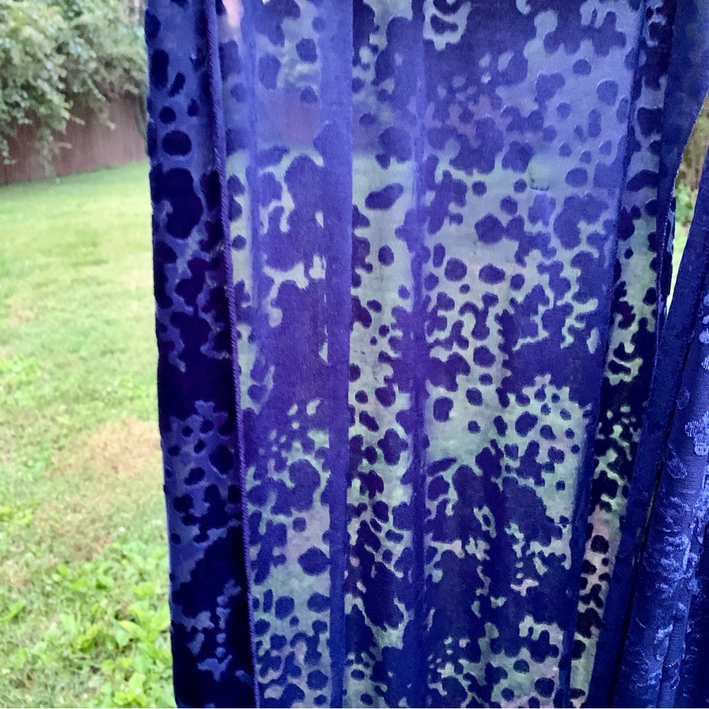UO Urban Renewal Shimmery Animal Print Crushed Velvet & Mesh Navy Infiniti Scarf